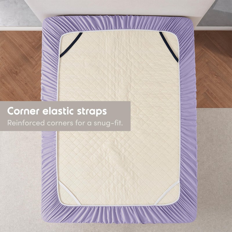Nestl Lavender Extra Deep Pocket King Fitted Sheet Only, Hotel Luxury King Size Fitted Sheets Easily Fits 18 to 24 Inch Mattress, Super Soft, Wrinkle-Free, and Breathable Sheets with Corner Straps - Image 5